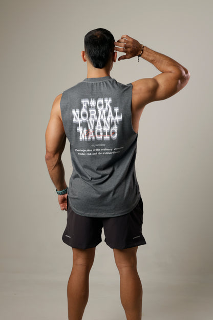 muscle tee - F*ck normal gris